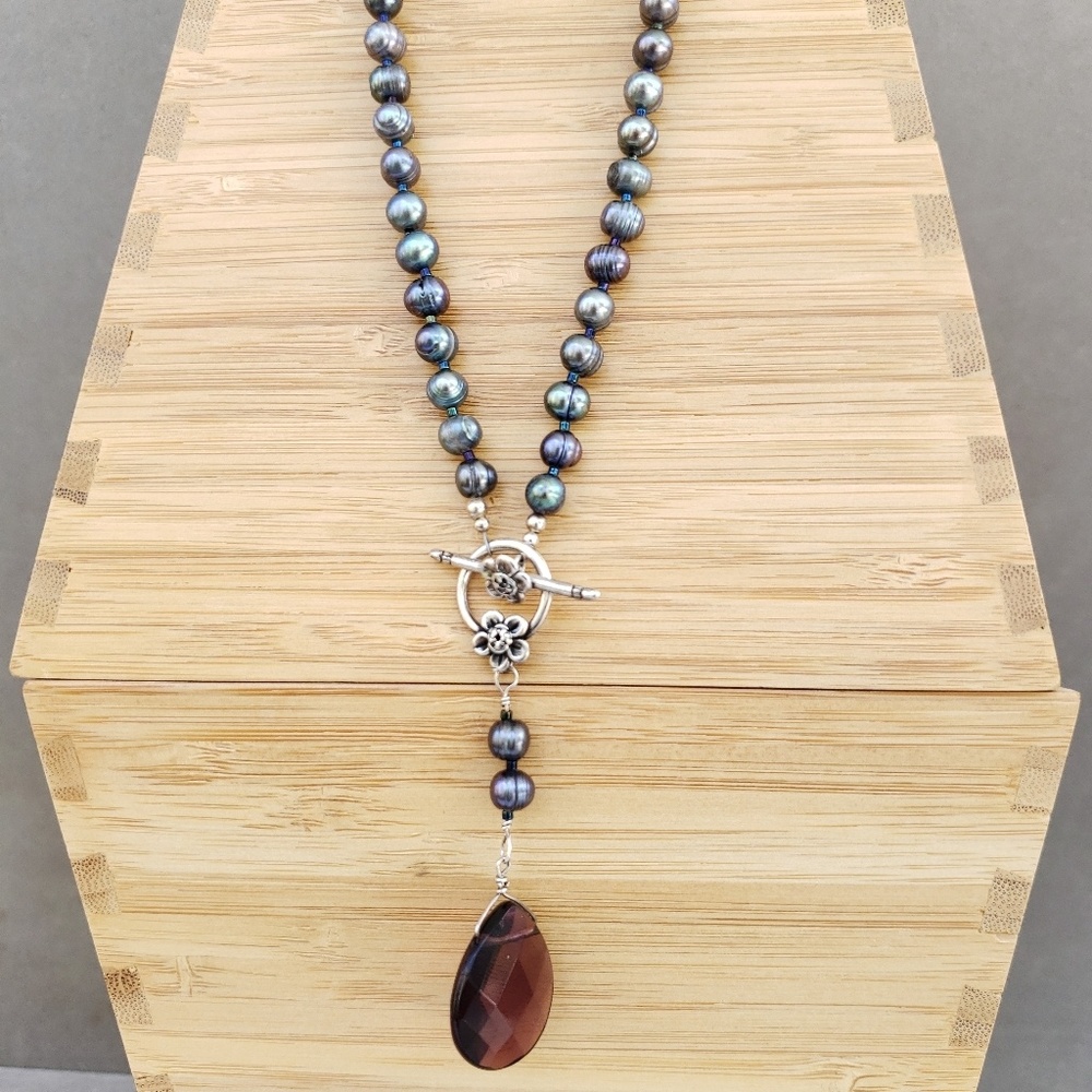 Gray Pearl Sterling Silver Necklace - Picture 1 of 3